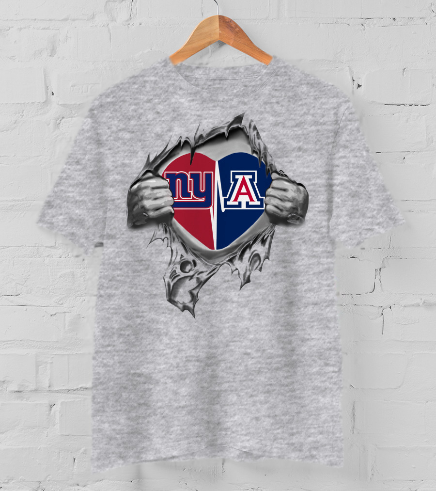 Giants Ny Arizona Wildcats Heart Split T-Shirt