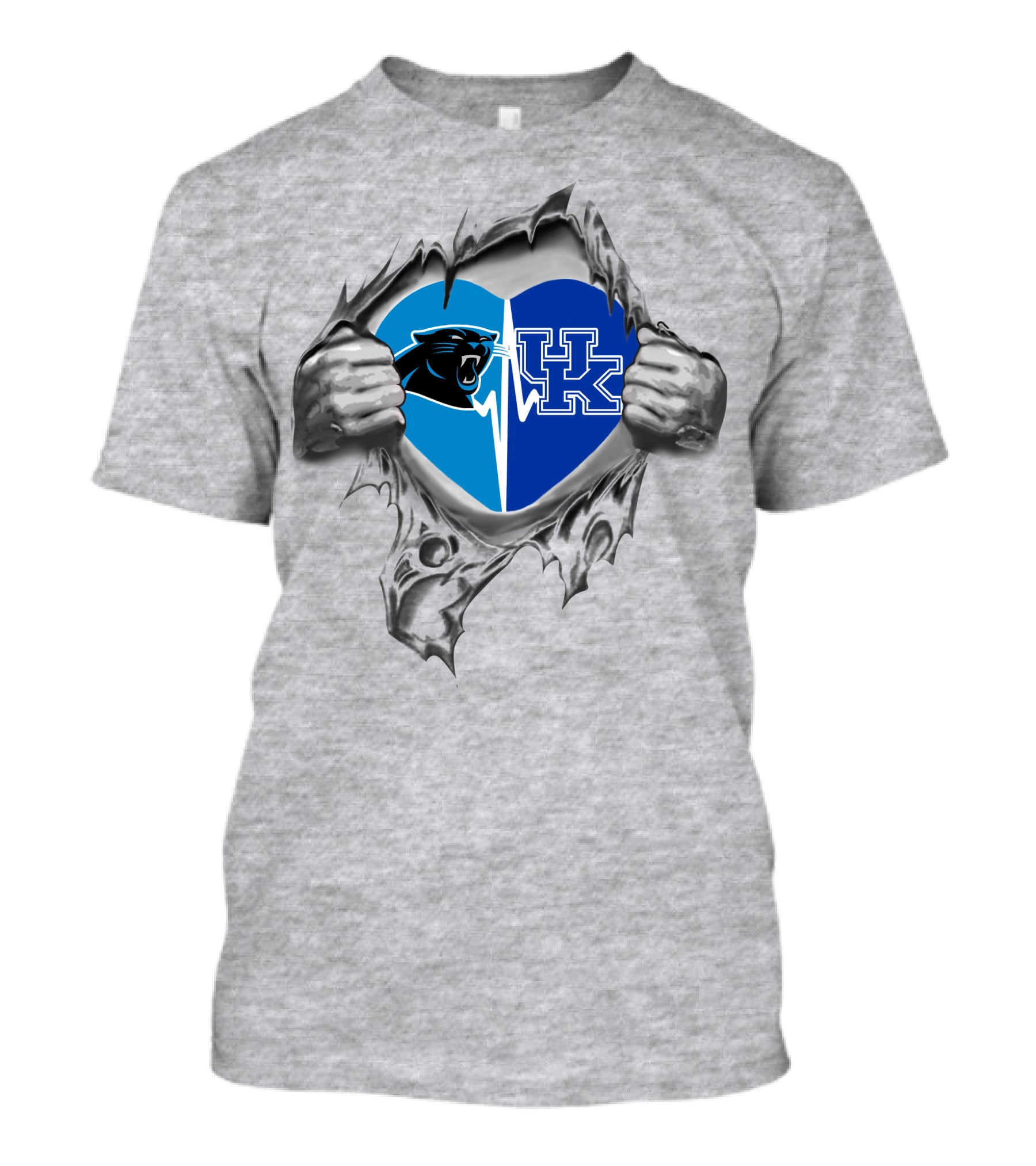 Panthers Kentucky Wildcats Heart Logos T-Shirt