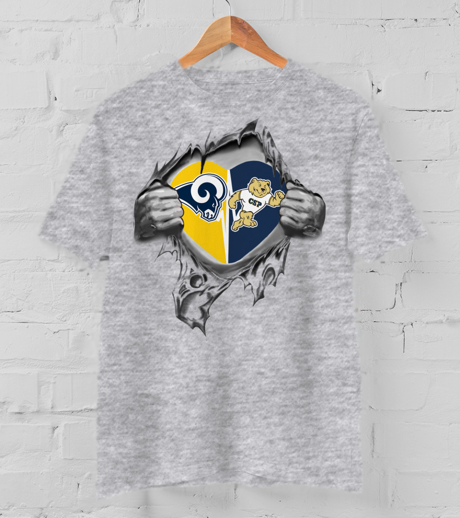 Rams Concordia University St Paul Csp Heart Symbol With Hands Pulling Open Fabric T-Shirt