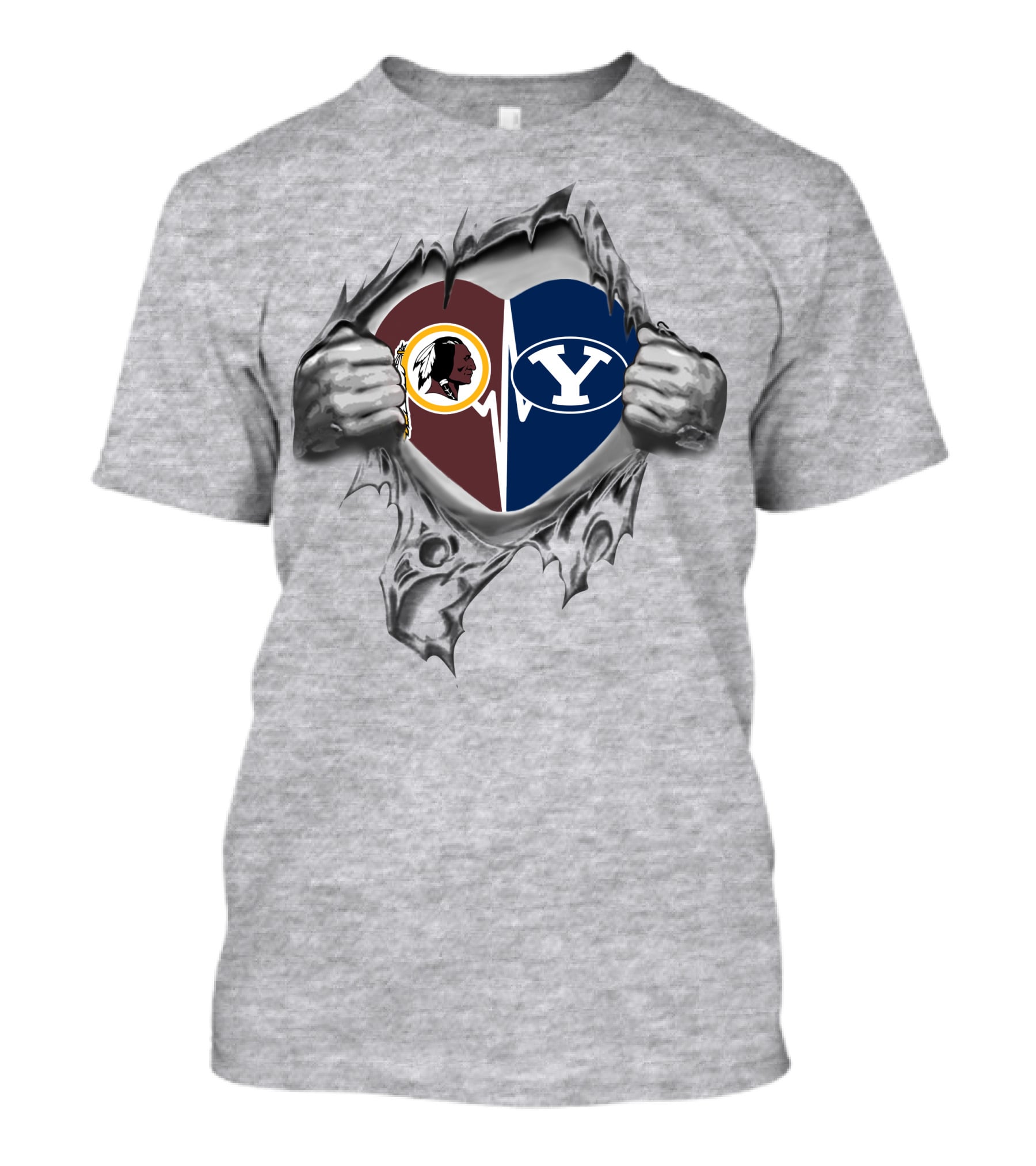 Redskins Byu Cougars Heart Pullover T-Shirt