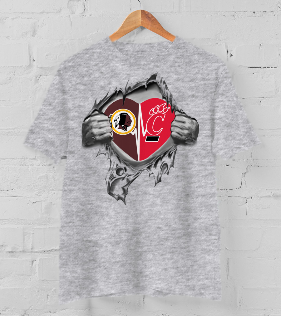 Redskins Cincinnati Bearcats Heartbeat Loyalty Fusion T-Shirt