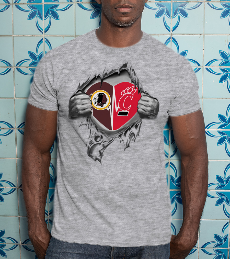 Redskins Cincinnati Bearcats Heartbeat Loyalty Fusion T-Shirt