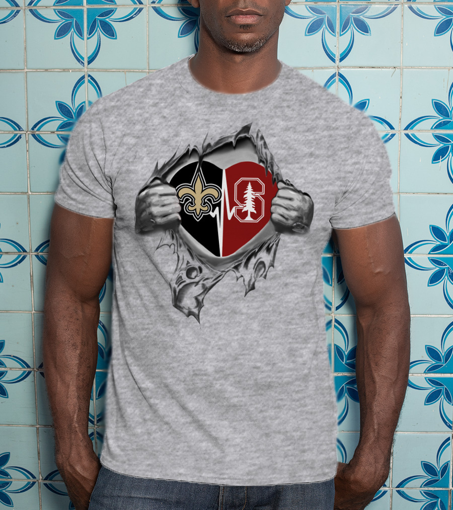 New Orleans Saints Stanford Cardinal Heartbeat Passion T-Shirt