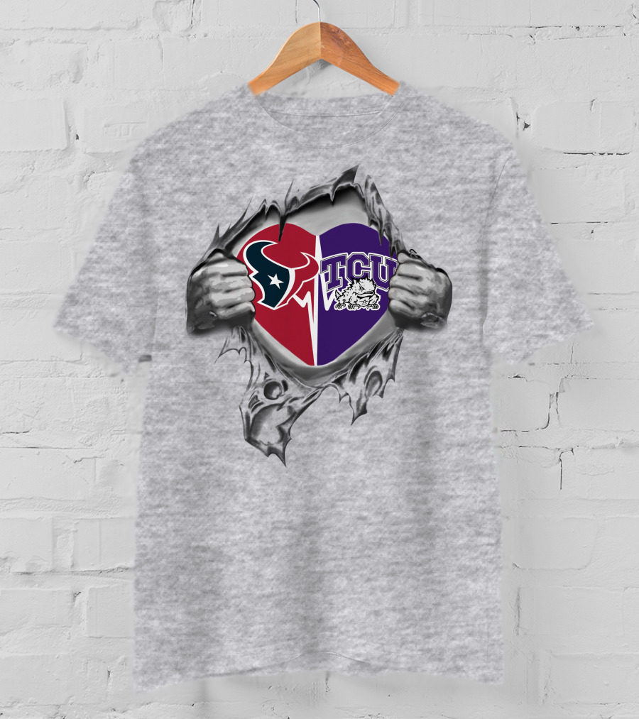 Texans Tcu Horned Frogs Heart Logo Combination T-Shirt