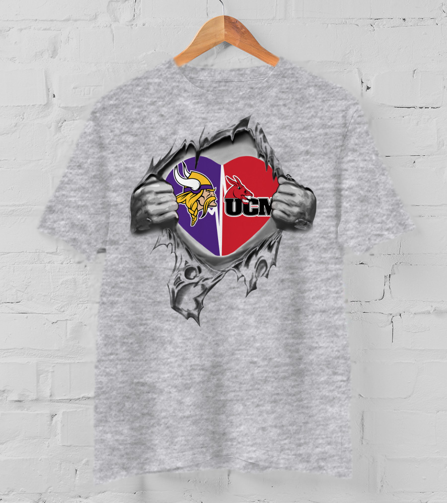 Vikings Ucm Heart Hands Central Missouri Mules T-Shirt