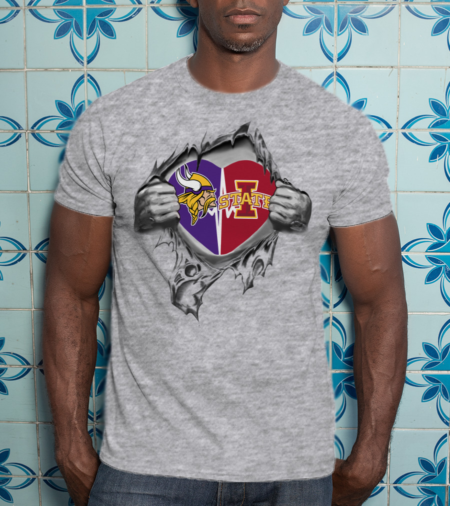 Vikings Iowa State Cyclones Heart Pride T-Shirt