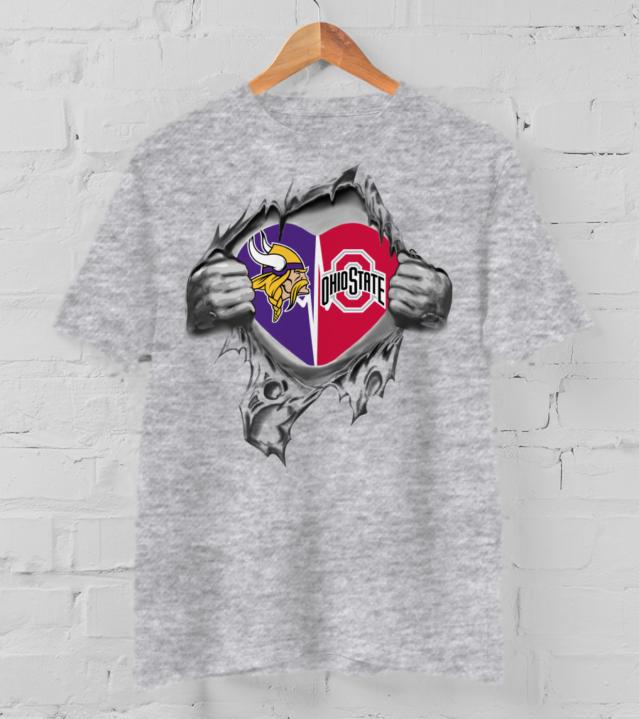 Vikings Ohio State Buckeyes Heartburst Loyalties T-Shirt