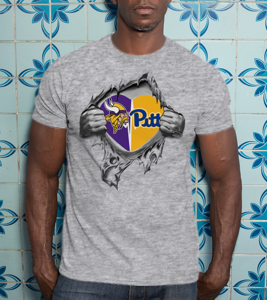 Vikings Panthers Pitt Heart T-Shirt