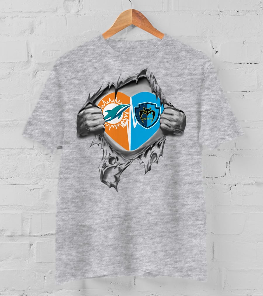 Miami Dolphins Tampa Bay Mutiny Heart Design 22 It's In My Heart T-Shirt