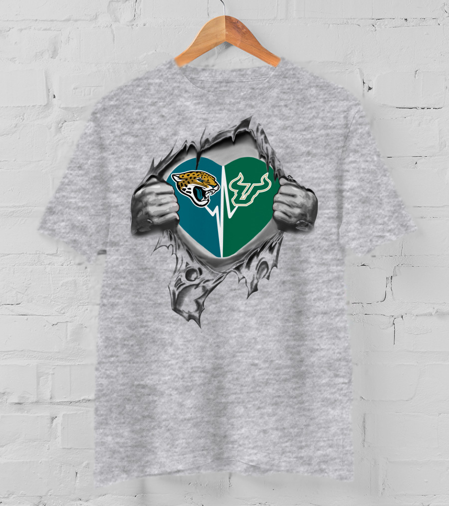 Jaguars South Florida Bulls Heart T-Shirt