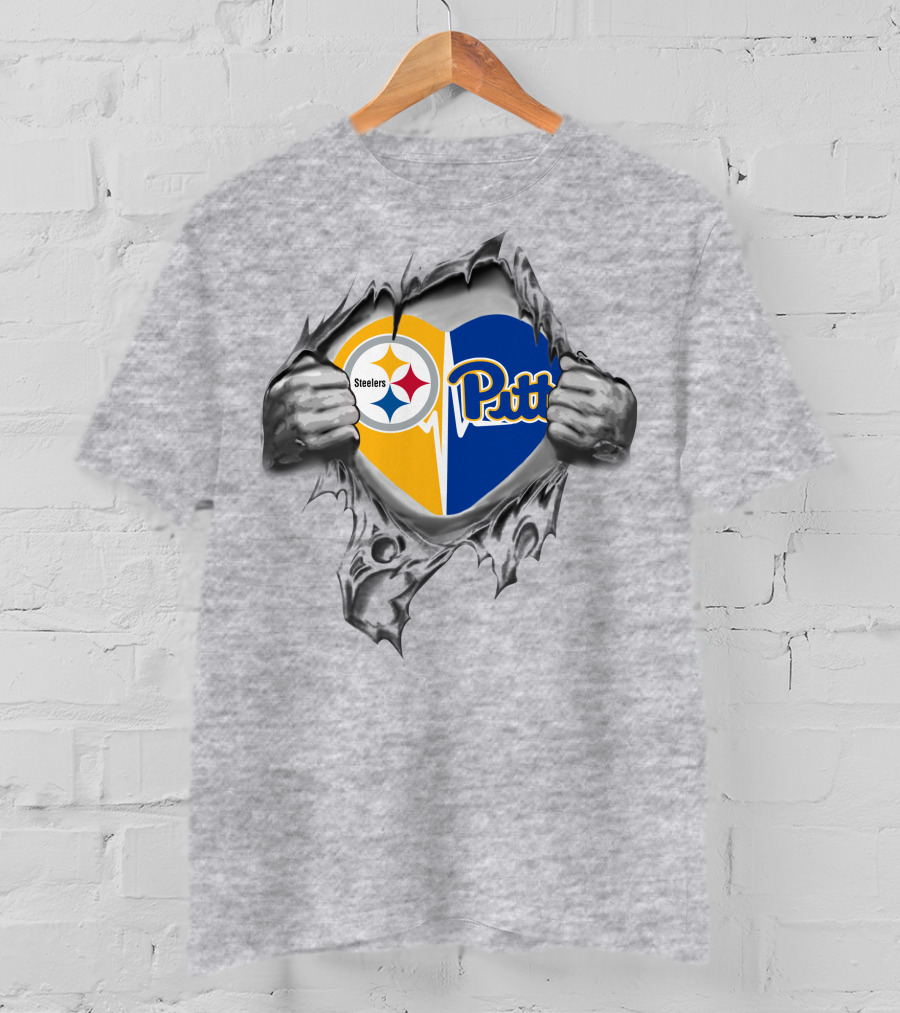 Steelers Pitt Panthers Heart Combination T-Shirt