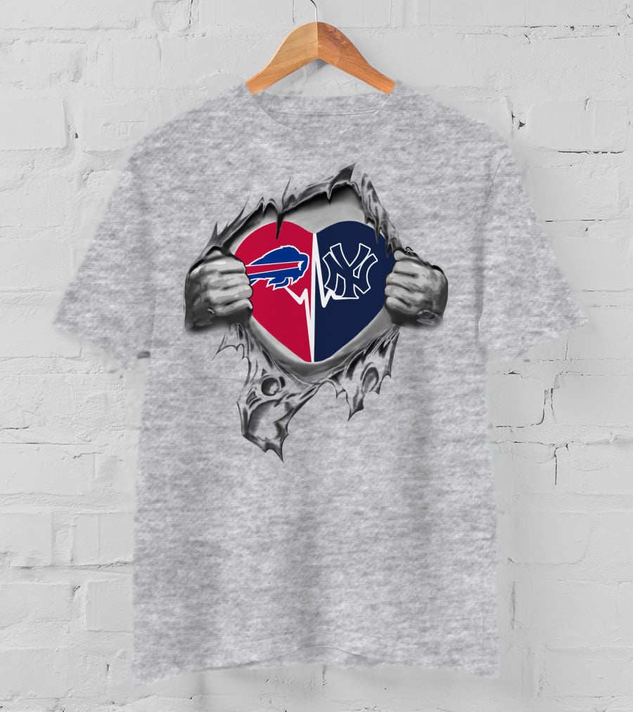 Buffalo Bills And New York Yankees Heart Fan Passion T-Shirt