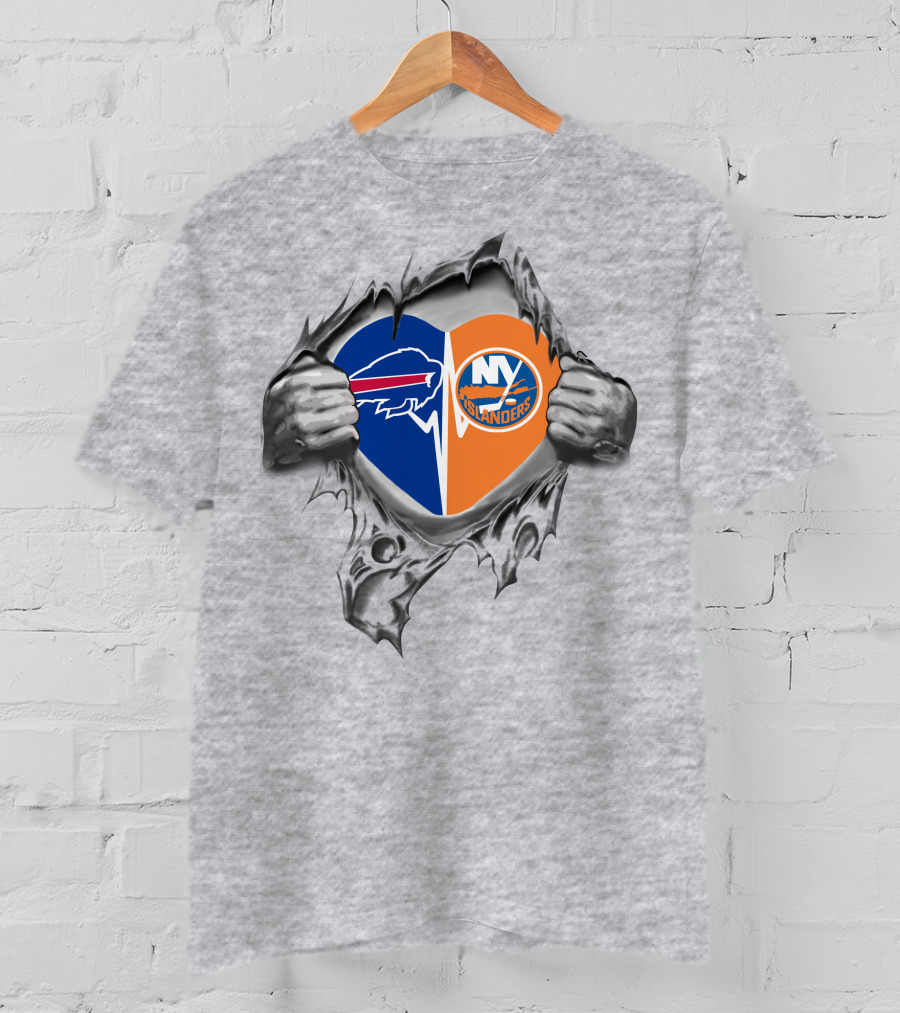 Bills Islanders Heart Rip Hockey And Football Fans T-Shirt