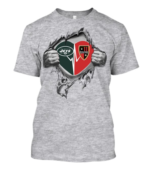 Jets Metrostars Heart Logo With Torn Fabric T-Shirt