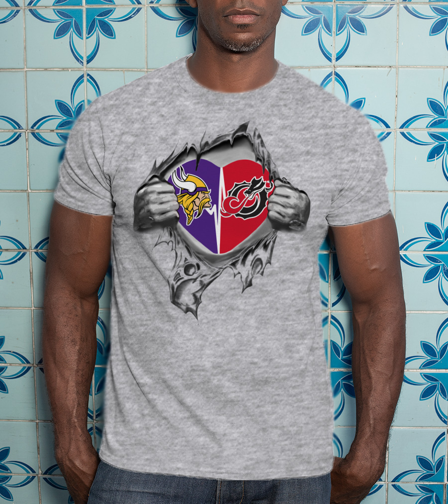 Minnesota Vikings Moorhead State Dragons Heart T-Shirt