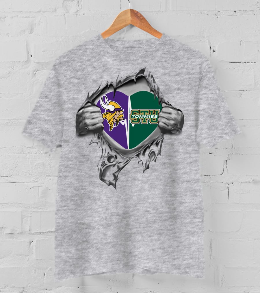 Vikings St Thomas Tommies Heart Logo Combination T-Shirt