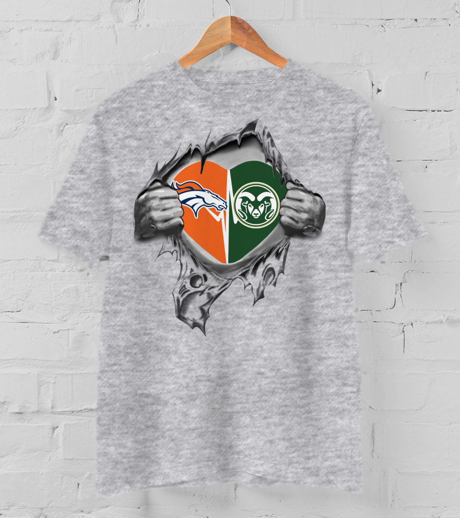 Broncos Colorado State Rams Heart Logo Combo T-Shirt
