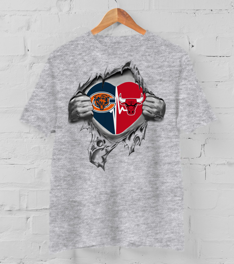 Heart Of Chicago Bears And Bulls Loyalty T-Shirt