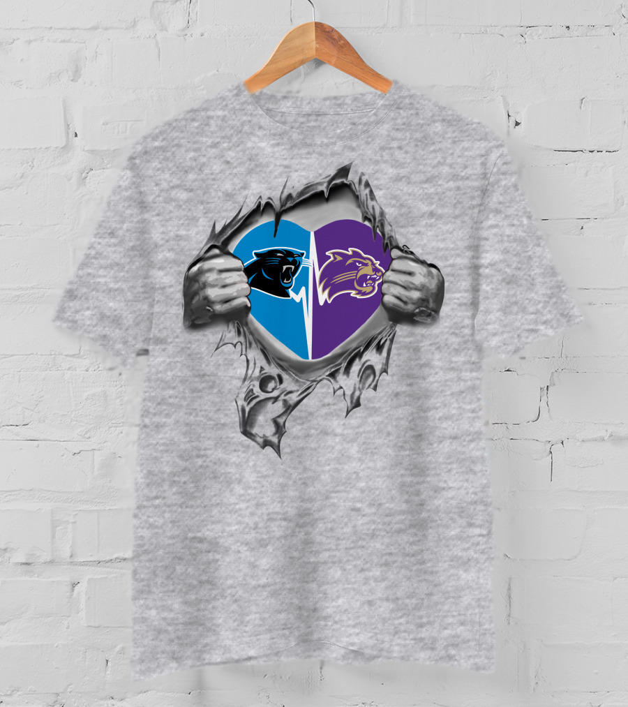 Panthers Western Carolina Catamounts Heart Logo Fusion T-Shirt