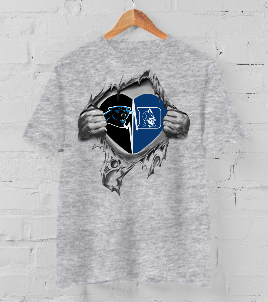 Panthers Duke Blue Devils It's In My Heart Football Basketball Fan Pride T-Shirt