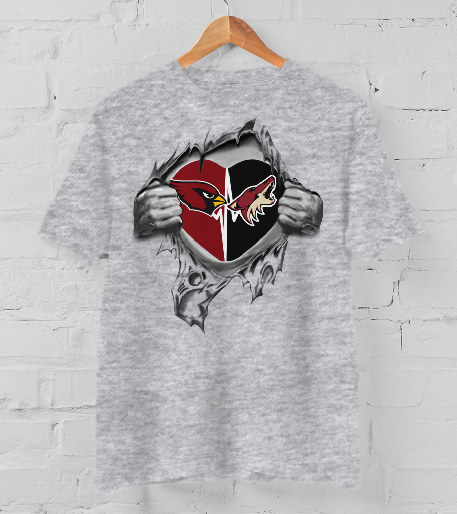 Arizona Cardinals And Coyotes Heart T-Shirt