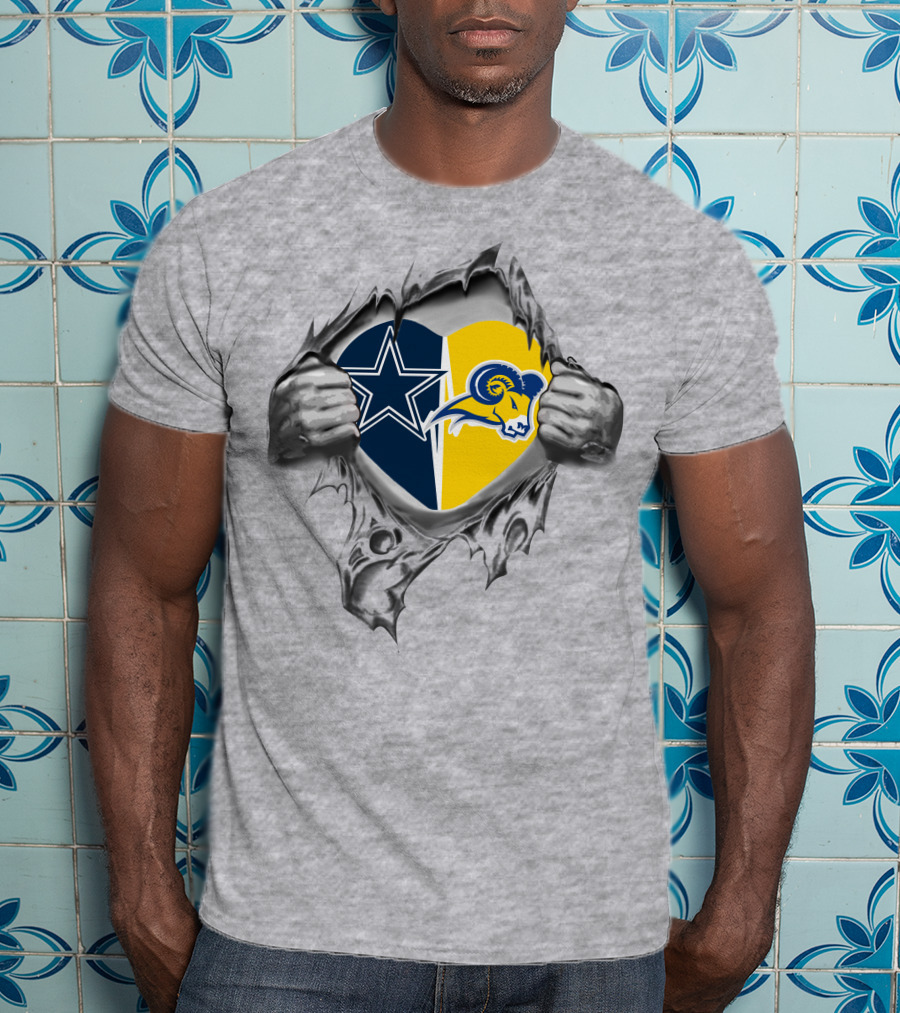 Dallas Cowboys Los Angeles Rams Texas Wesleyan Heart Fans United T-Shirt