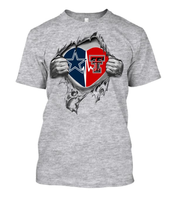 Dallas Cowboys Texas Tech Red Raiders Heart T-Shirt