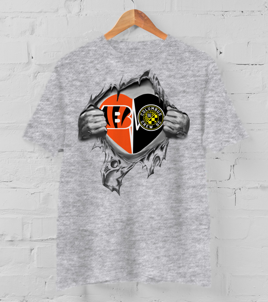 Bengals And Columbus Crew Sc Heart Design 264 Concept T-Shirt