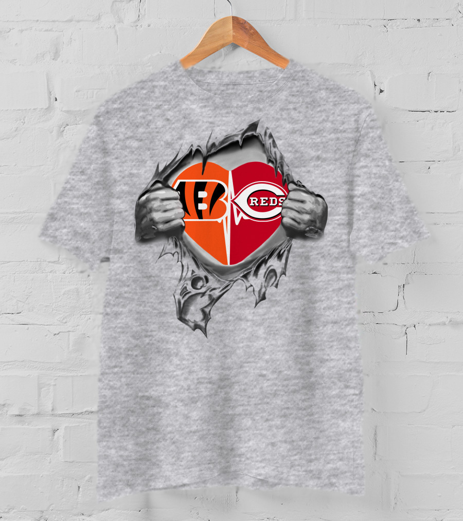 Cincinnati Bengals And Reds Heartbeat Passion T-Shirt