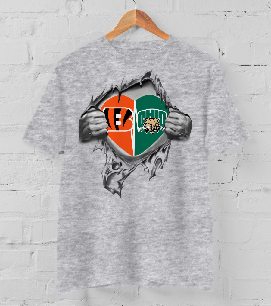 Cincinnati Bengals Ohio Bobcats Heart Design 273 T-Shirt