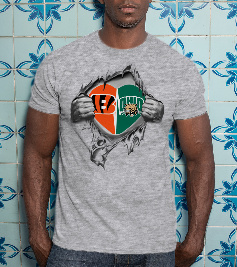 Cincinnati Bengals Ohio Bobcats Heart Design 273 T-Shirt
