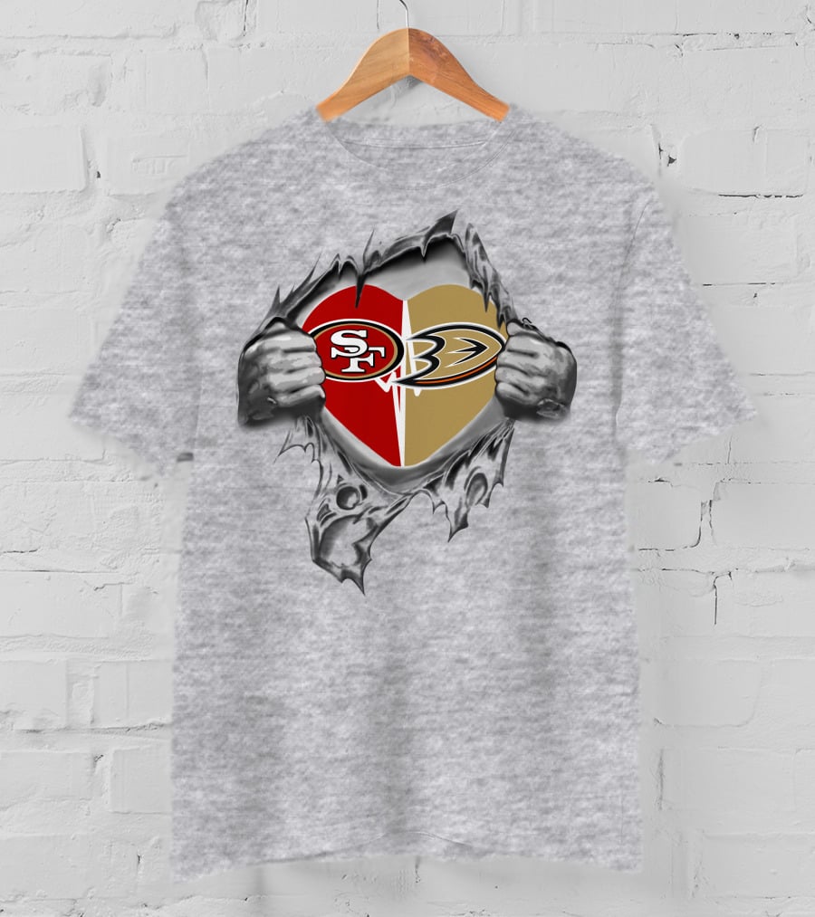49ers Anaheim Ducks Heart T-Shirt