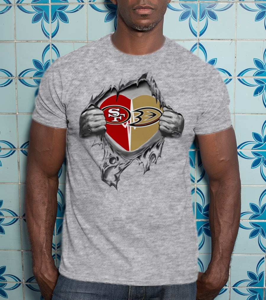 49ers Anaheim Ducks Heart T-Shirt