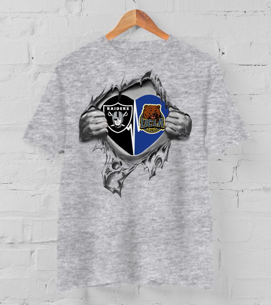 Raiders Ucla Bruins Heart Dual Logo Fan Pride T-Shirt