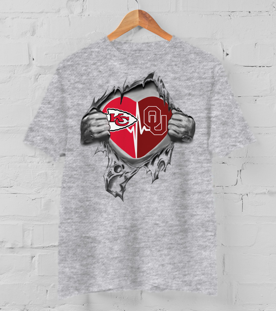 Chiefs Kansas City Oklahoma Sooners Heart In My Heart T-Shirt