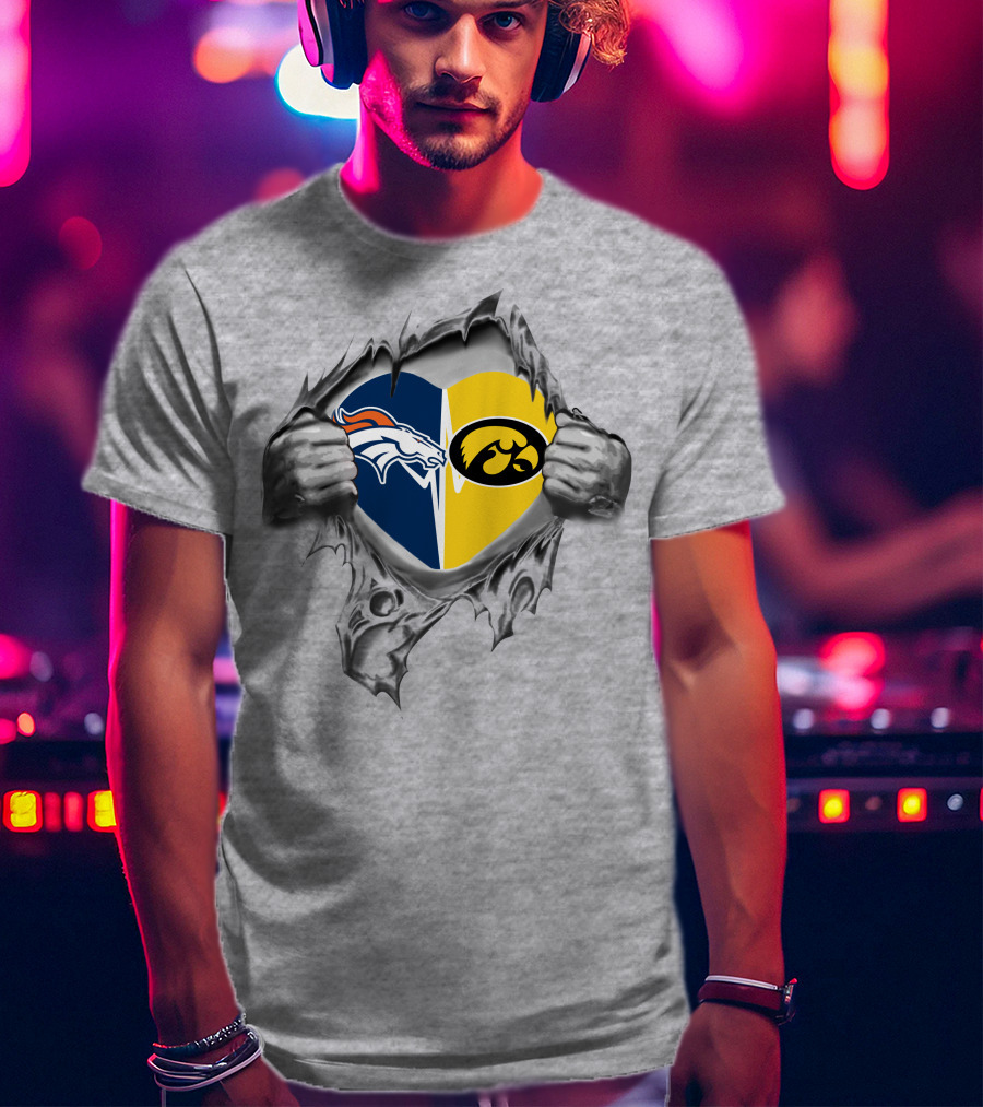 Broncos Iowa Hawkeyes Heart T-Shirt