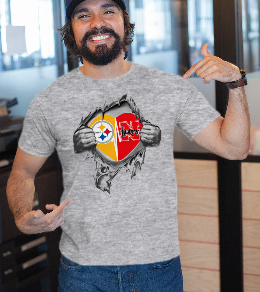 Nebraska Cornhuskers Steelers Heart T-Shirt