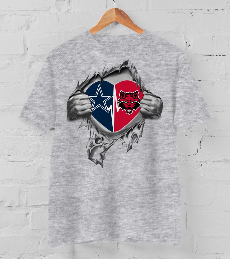 Cowboys Arkansas State Red Wolves Heart T-Shirt
