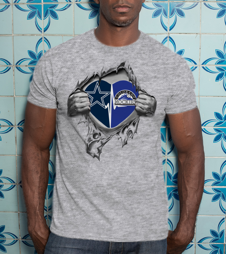 Dallas Cowboys Colorado Rockies Heart T-Shirt