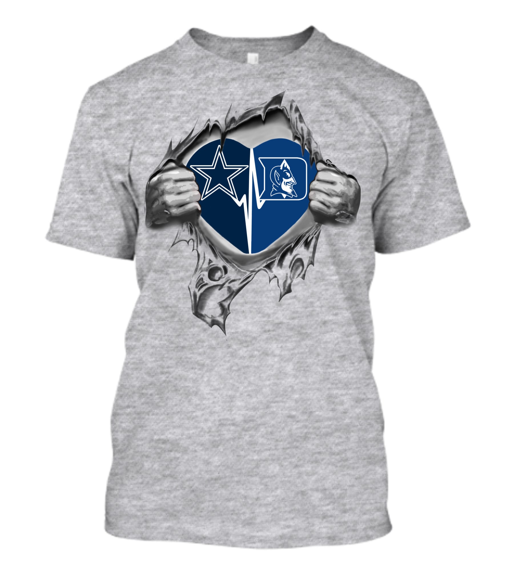Cowboys Star And Duke Blue Devil Heart T-Shirt