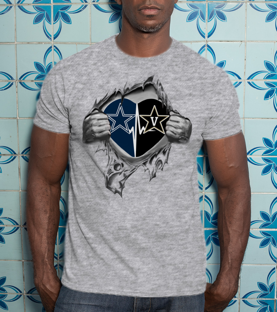 Cowboys Vanderbilt Commodores Heartbeat Double Star Loyalty T-Shirt