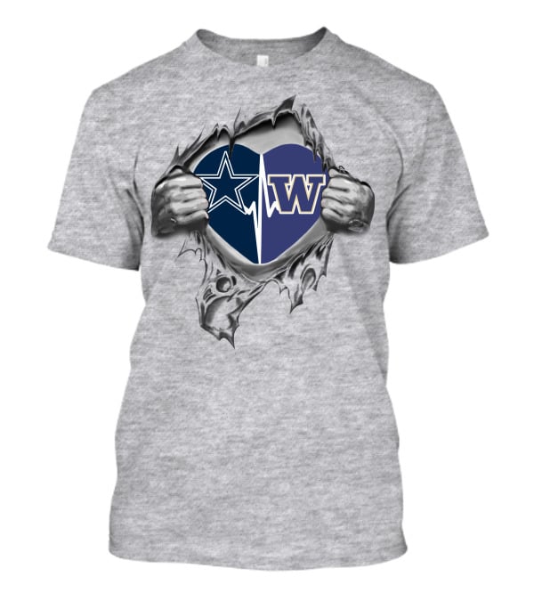Cowboys Washington Huskies Heart Star And W T-Shirt