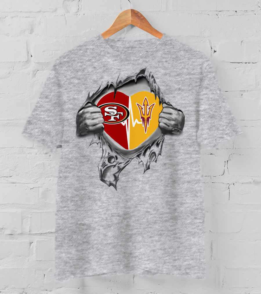 San Francisco 49ers Arizona State Sun Devils Heartbeat Passion T-Shirt