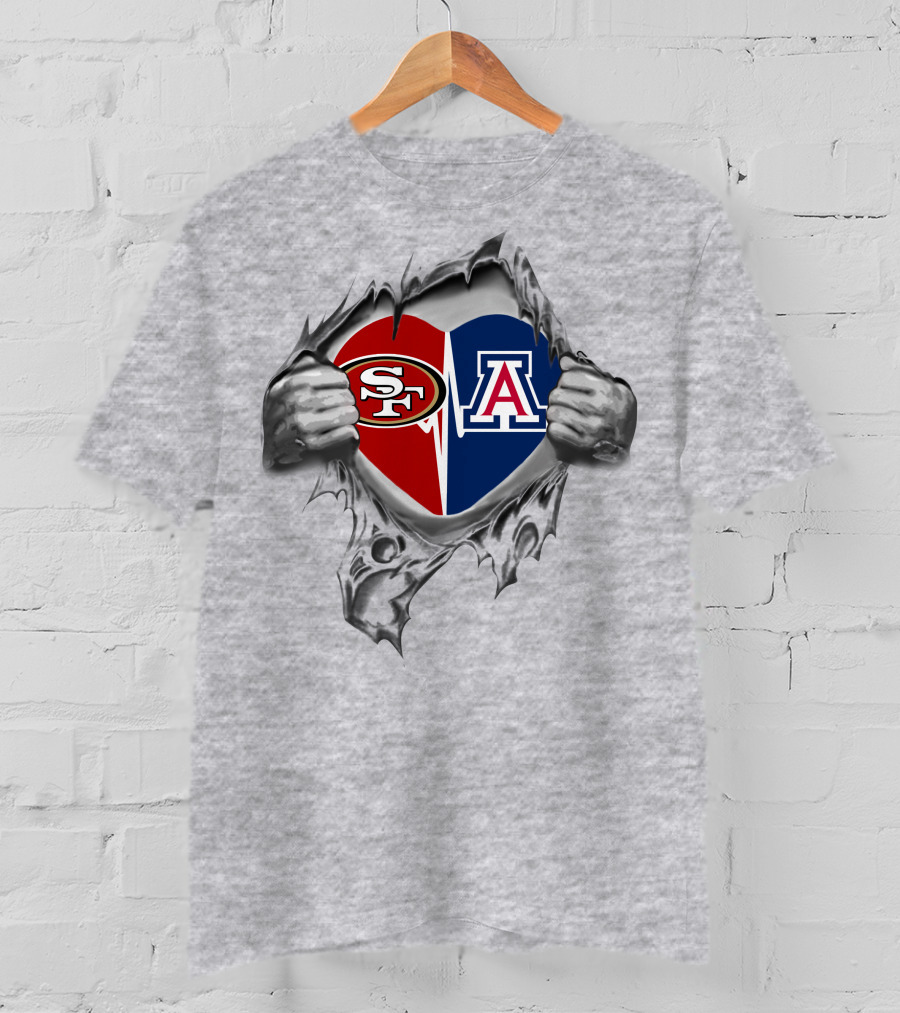 49ers Arizona Wildcats Heart T-Shirt