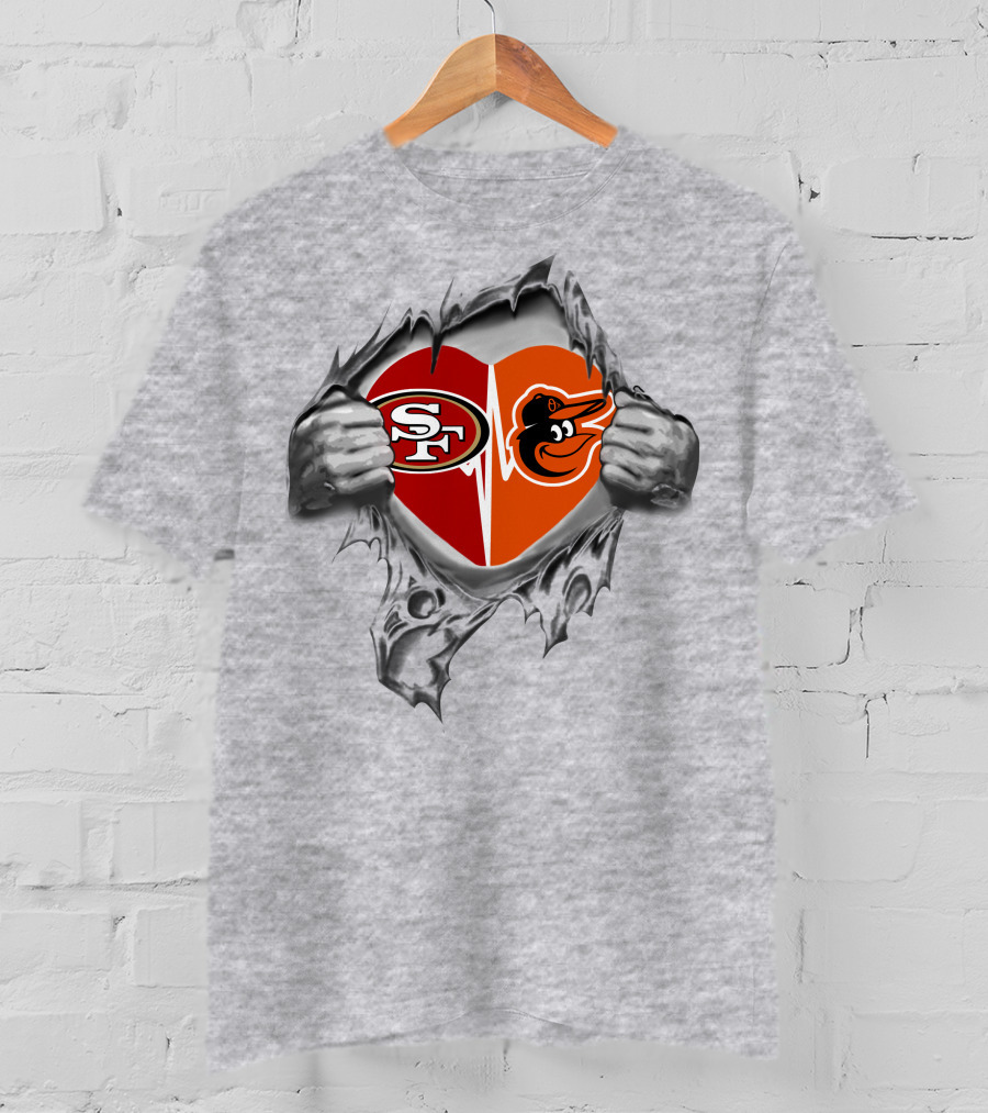 49ers Baltimore Orioles Heart Logo Fan Passion T-Shirt
