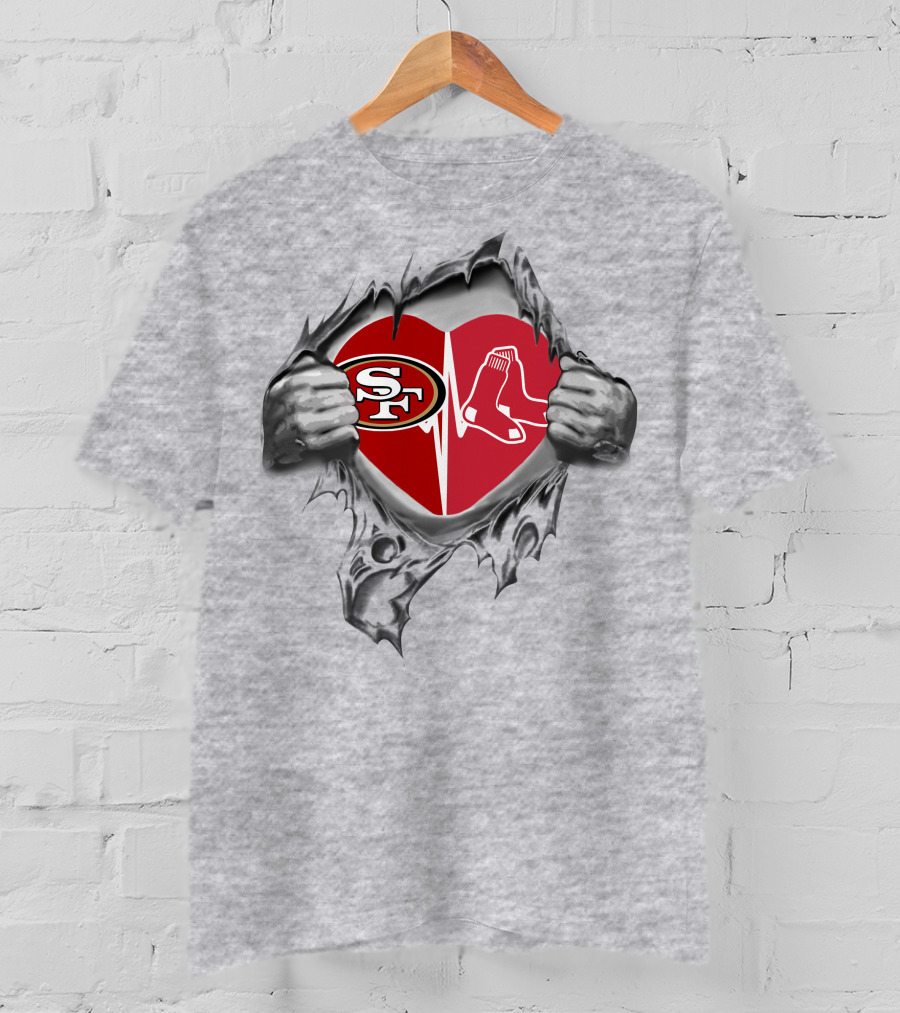 49ers Red Sox Heartbeat Loyalty T-Shirt