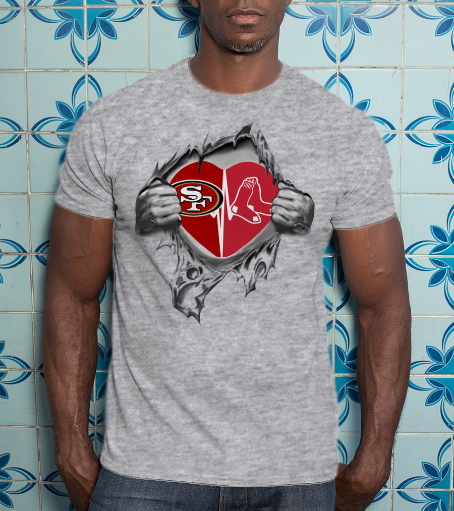 49ers Red Sox Heartbeat Loyalty T-Shirt