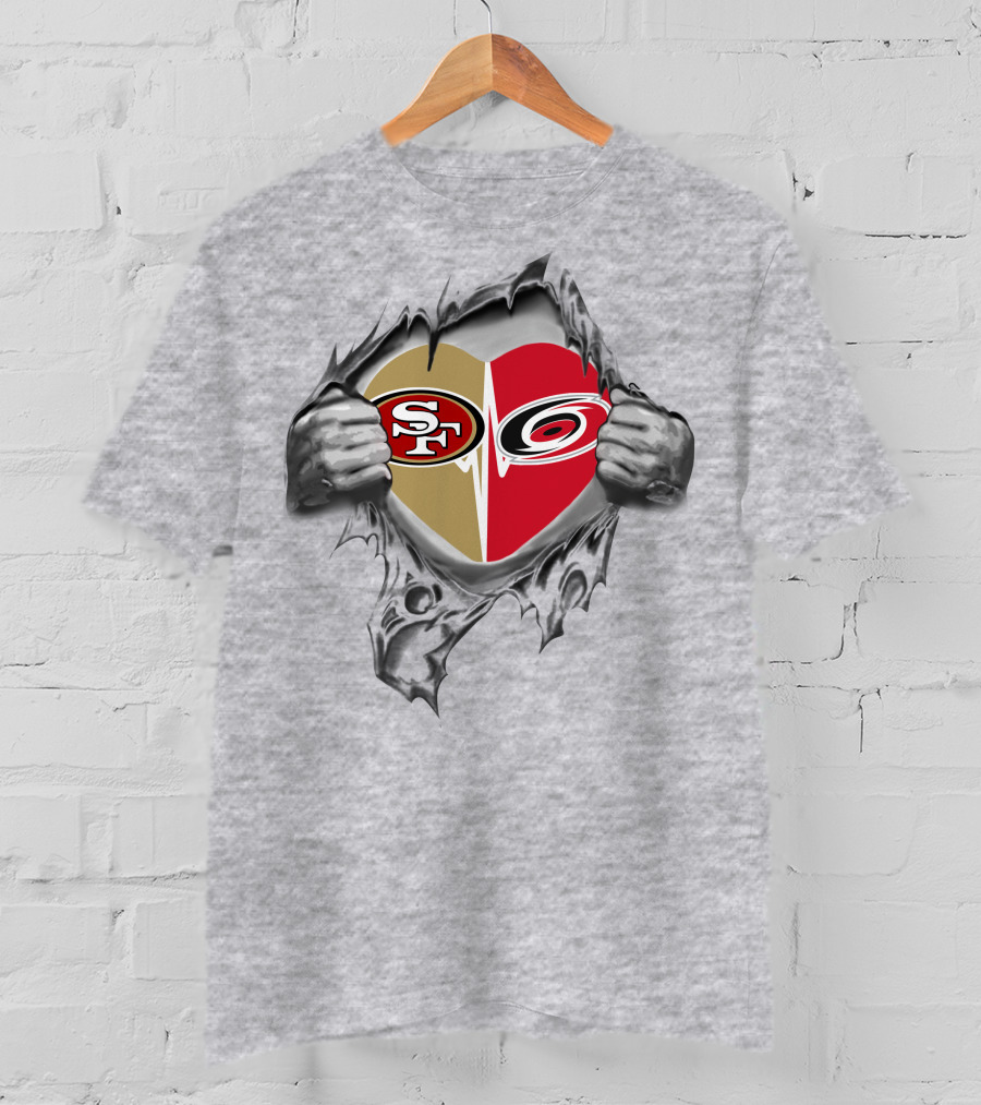 49ers Carolina Hurricanes Heart Logo Sports Passion T-Shirt