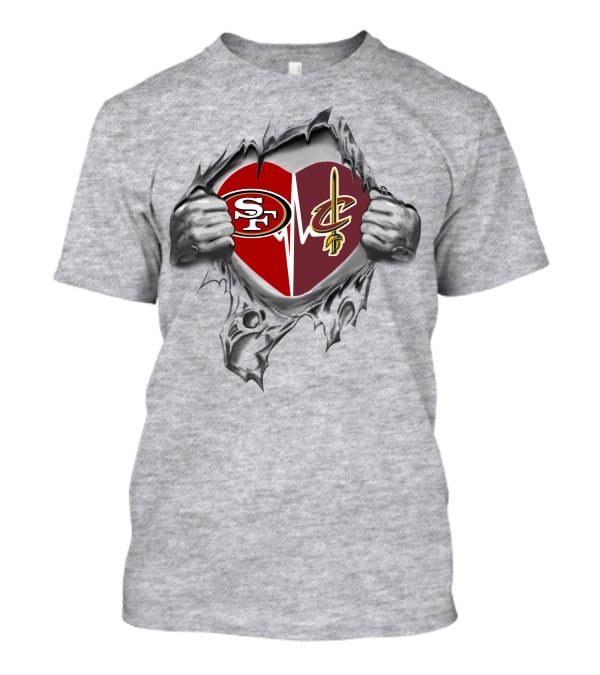 San Francisco 49ers Cleveland Cavaliers Heartbeat Pride T-Shirt
