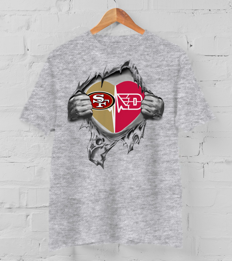49ers Dayton Flyers Heart Logo Combination T-Shirt